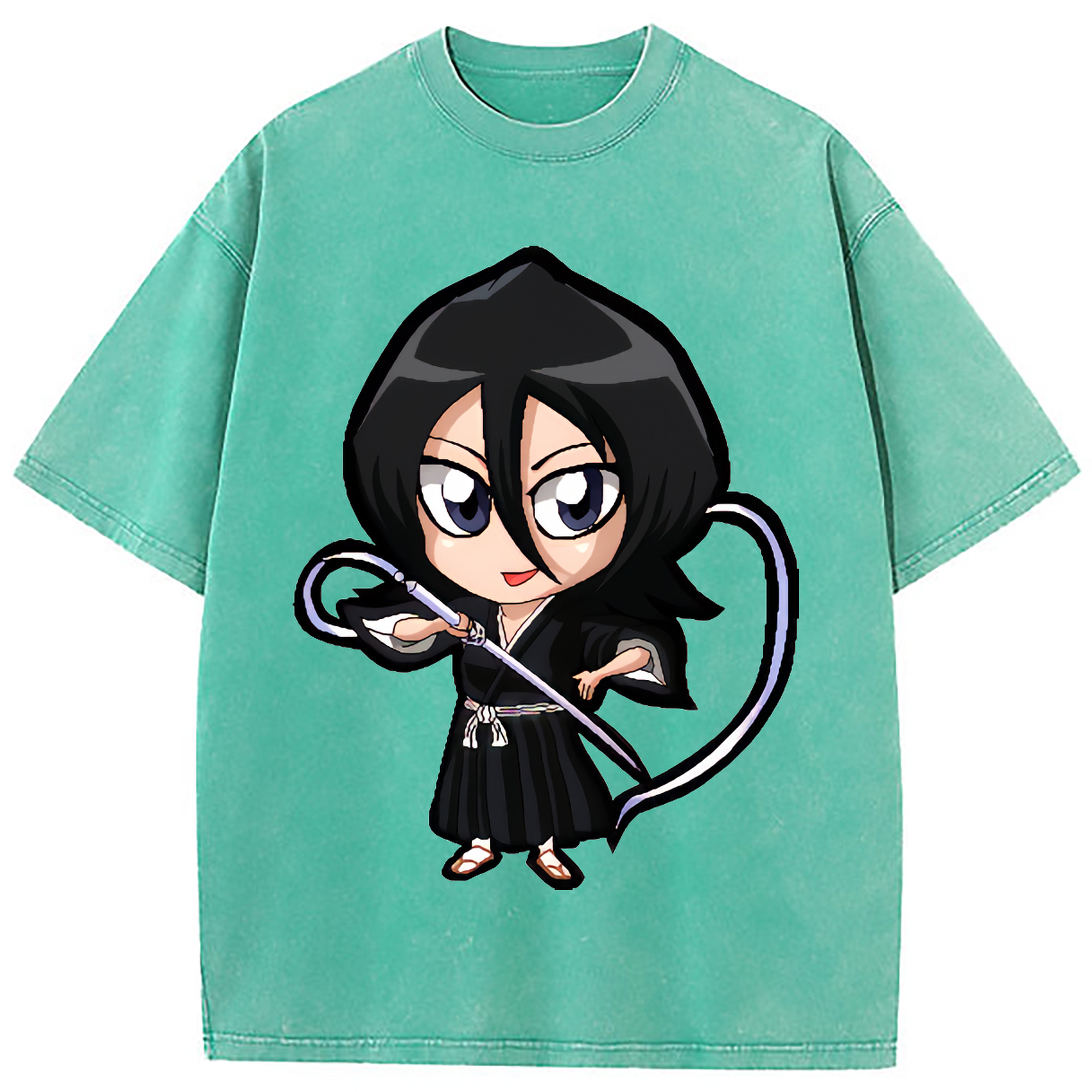 （画像用） ブリーチ 朽木ルキア BLEACH Kuchiki Rukia 綿100% ヴィンテージ風 半袖Tシャツ（フロントプリント）